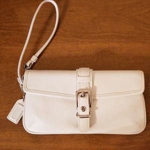 Coach White leather wristlet